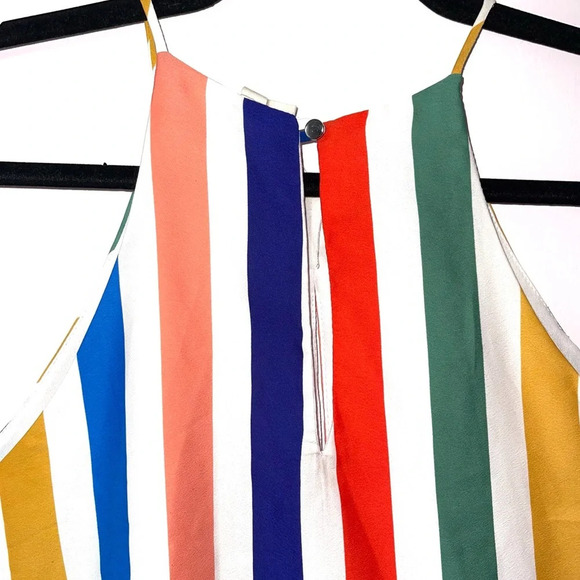 Tyche White & Multicolor Striped Keyhole Tie Front Tank Top Size Large Women’s - Picture 10 of 16
